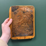 Copper Deer Plaque on Wood Slab