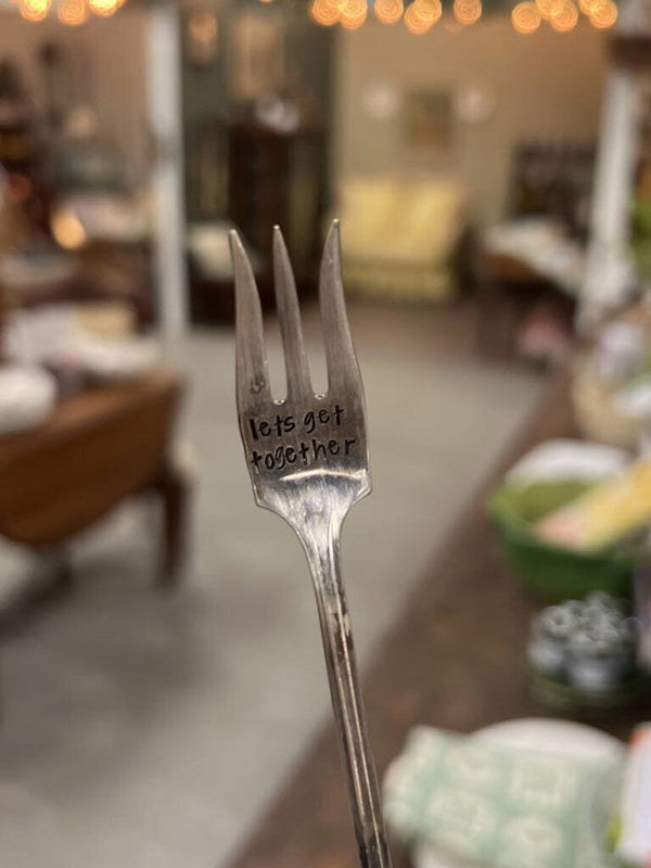 lets get together vintage stamped cheese fork