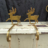 Vintage solid brass stocking holders, pair of 2, India