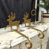 Vintage solid brass stocking holders, pair of 2, India