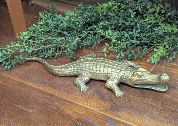 Vintage solid brass alligator 14-1/2"L