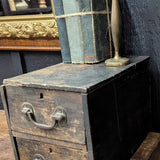 Vintage wood 2 drawer tabletop cabinet 7-1/2"W x 12"D x 8-1/2"H