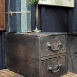 Vintage wood 2 drawer tabletop cabinet 7-1/2"W x 12"D x 8-1/2"H