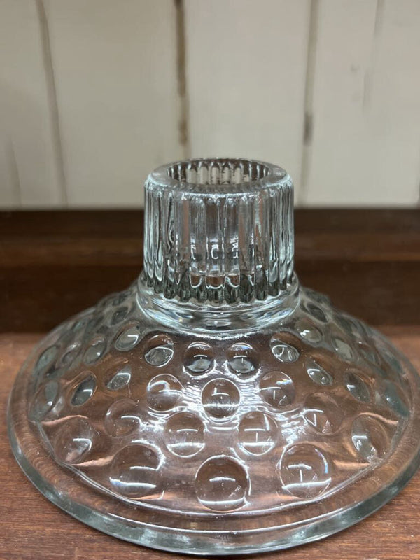 4" round 2.5" high glass hobnail taper holder