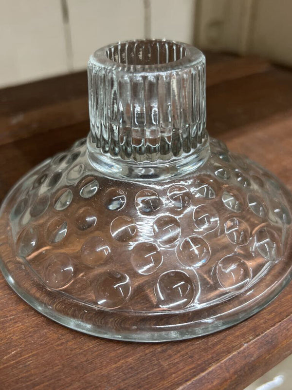 4" round 2.5" high glass hobnail taper holder