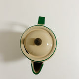 Vintage Green/Cream Lidded Enamel Coffee Pot