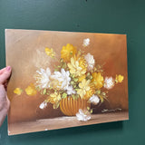 Vintage Signed Yellow and Cream Floral Oil Painting