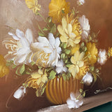 Vintage Signed Yellow and Cream Floral Oil Painting