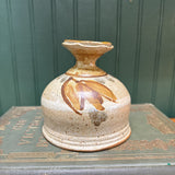 Handmade Pottery Vase - Tan Glaze with Floral Design