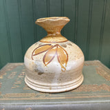 Handmade Pottery Vase - Tan Glaze with Floral Design