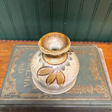 Handmade Pottery Vase - Tan Glaze with Floral Design