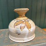 Handmade Pottery Vase - Tan Glaze with Floral Design