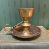 Vintage Brass Chamber Style Candleholder with Thumb Hole