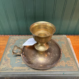 Vintage Brass Chamber Style Candleholder with Thumb Hole