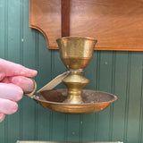 Vintage Brass Chamber Style Candleholder with Thumb Hole