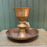 Vintage Brass Chamber Style Candleholder with Thumb Hole