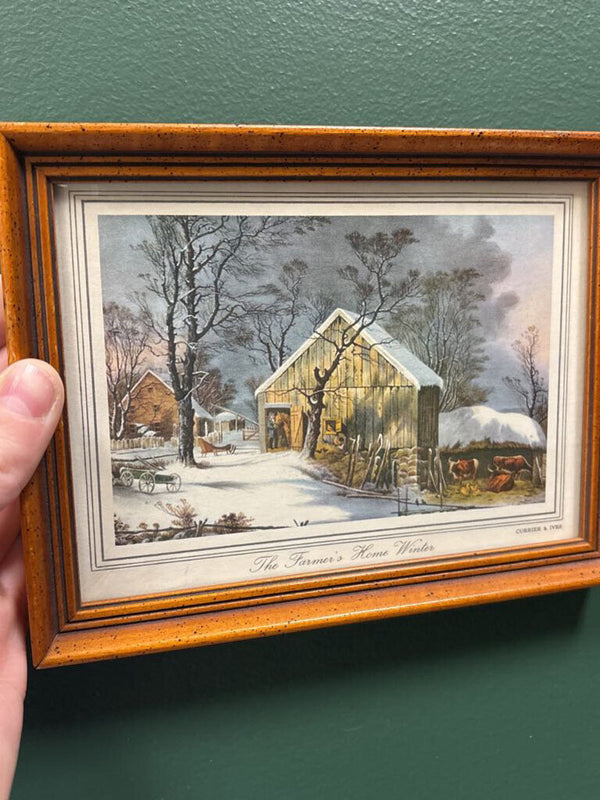 Framed Currier & Ives "The Farmer's Home - Winter" Print