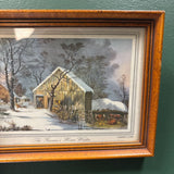 Framed Currier & Ives "The Farmer's Home - Winter" Print