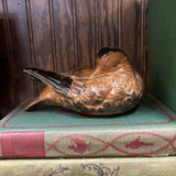 Handmade Pottery Bird with Tan & Black Glaze