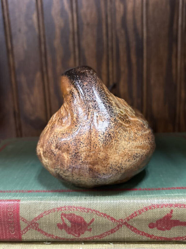 Handmade Pottery Bird with Tan & Black Glaze