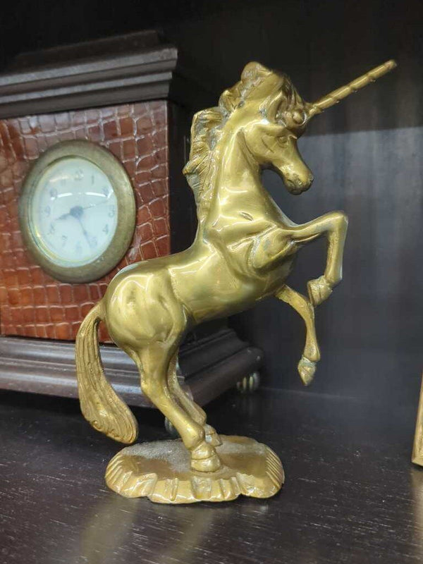 Vintage brass unicorn on stand 8"H, India
