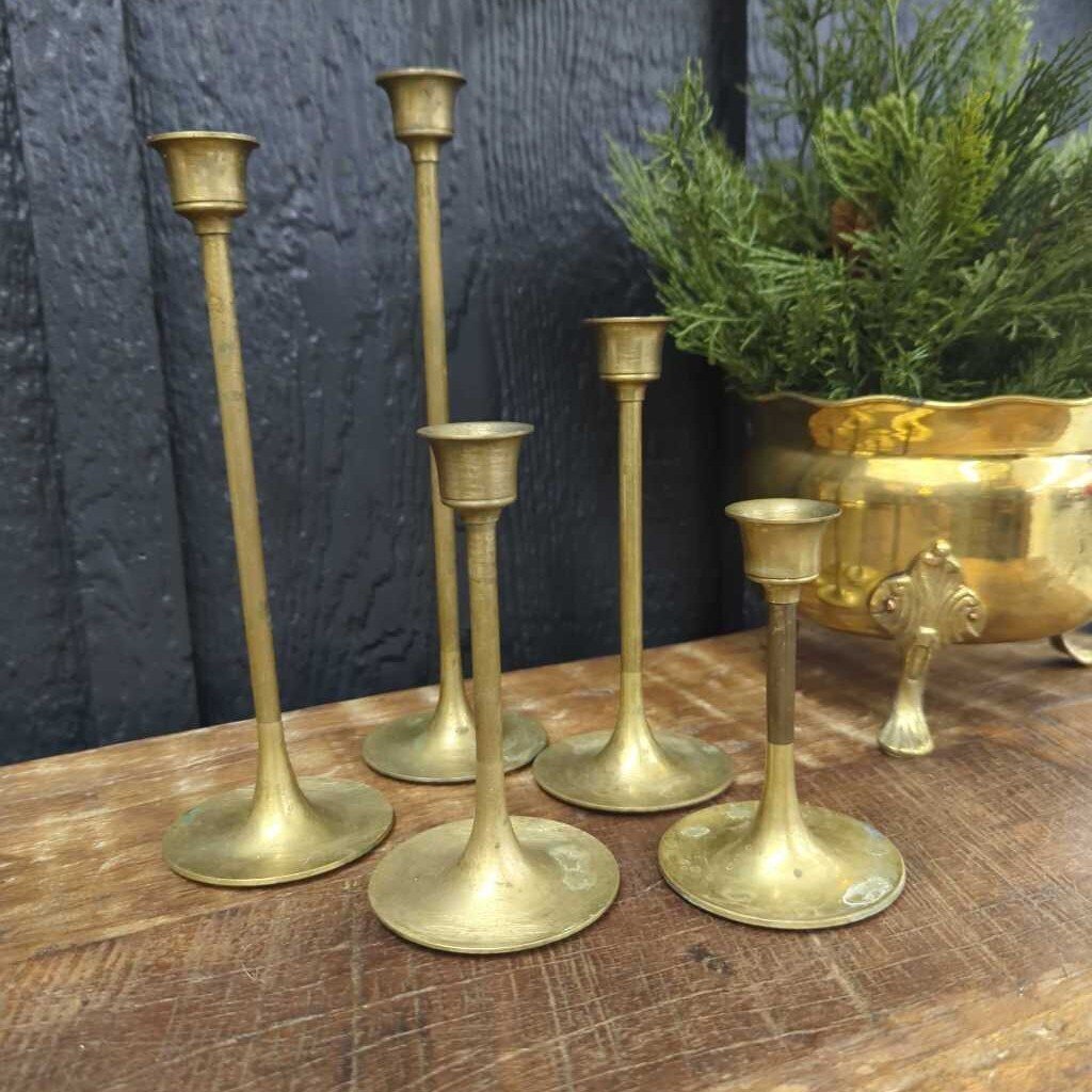 Vintage brass candlesticks, set of 5