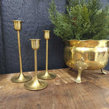 Set of 3 vintage brass candlesticks 5", 6", 7"H