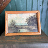 Landscape with a Pond Print in Wood Frame