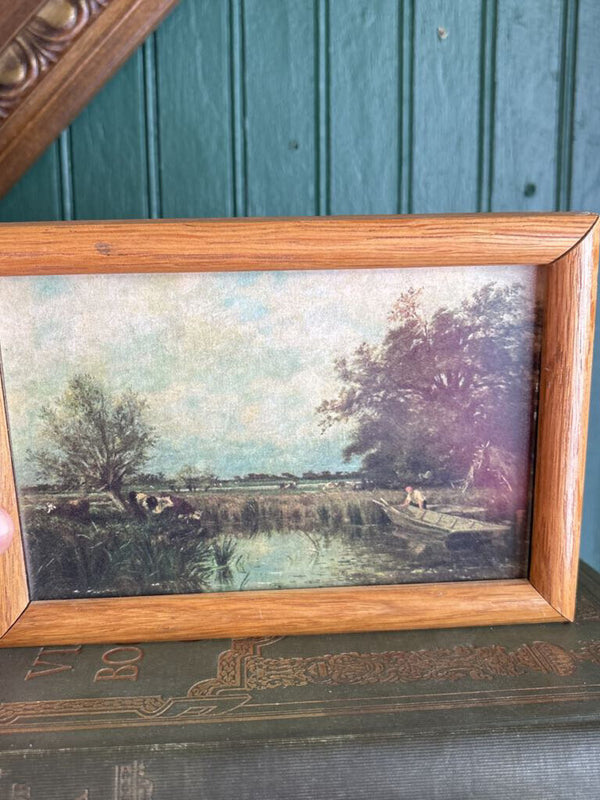 Landscape with a Pond Print in Wood Frame