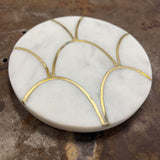 set of 4 marble coasters with gold design