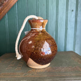 Pottery Jar with Lid - Orange and Beige Glaze #31