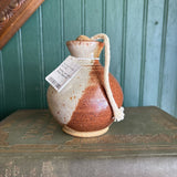 Pottery Jar with Lid - Orange and Beige Glaze #31