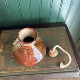 Pottery Jar with Lid - Orange and Beige Glaze #31