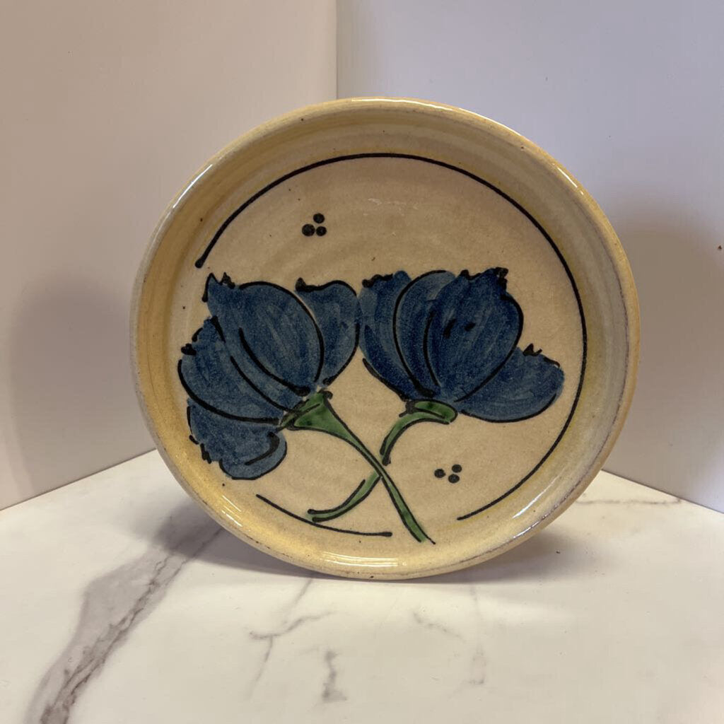 blue floral handmade plate