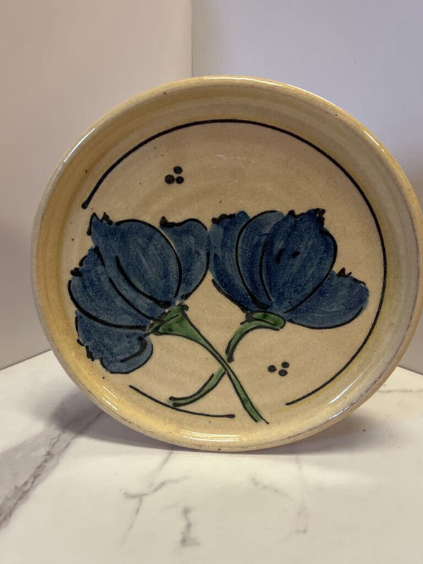 blue floral handmade plate