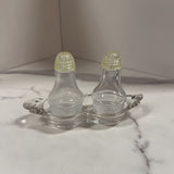 vintage teardrop salt and pepper set on tray