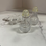vintage teardrop salt and pepper set on tray