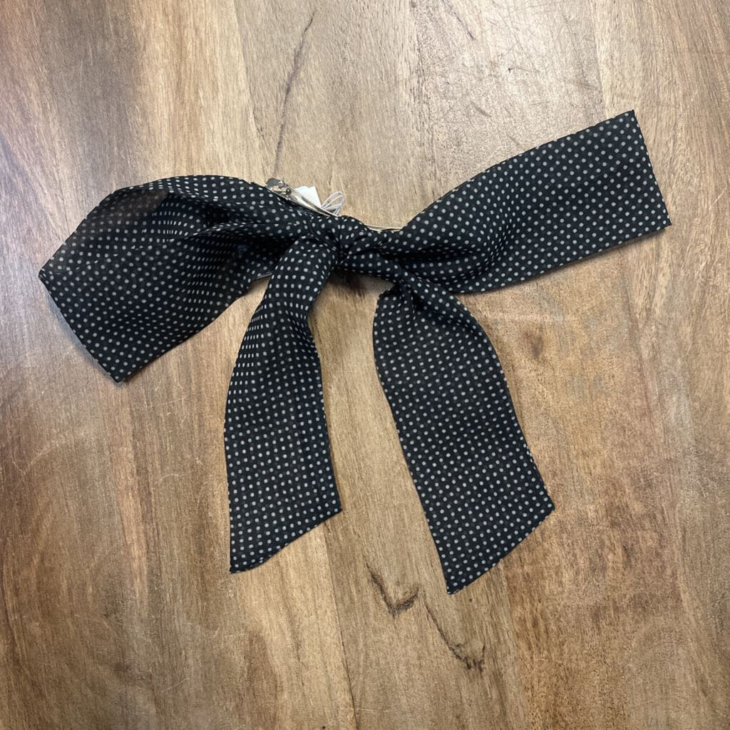 black with white ditsy dot french bow hair clip