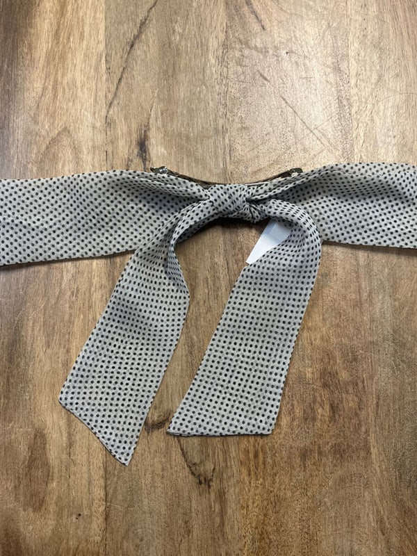 white with black ditsy dot french bow hair clip