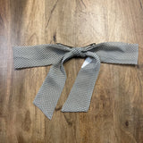 white with black ditsy dot french bow hair clip