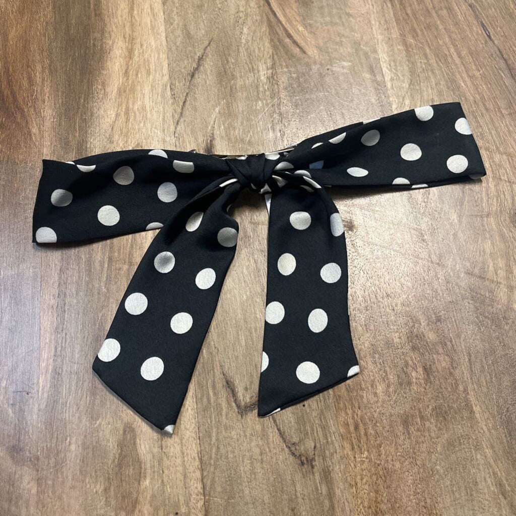 black with white polka dots fench bow hair clip