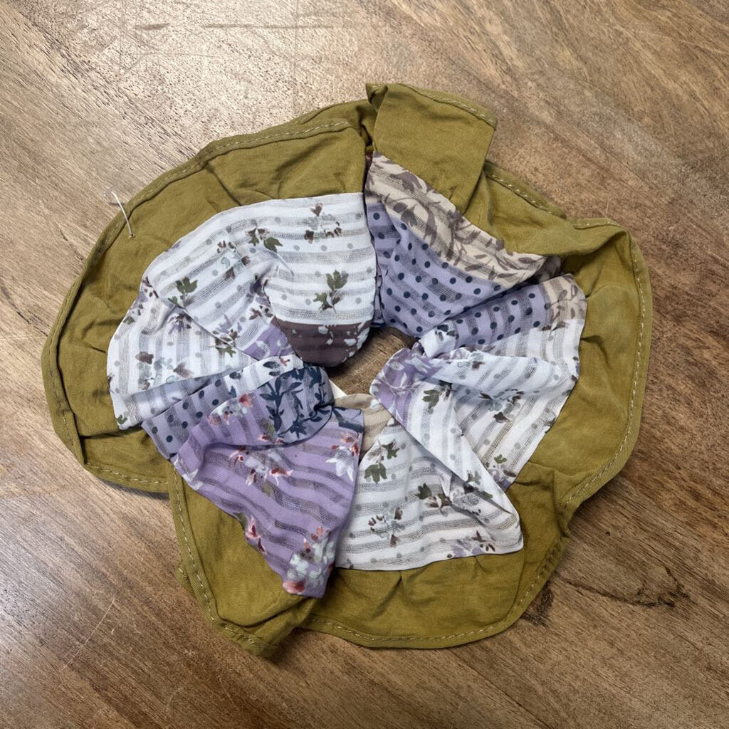 purple tone patchwork scrunchie
