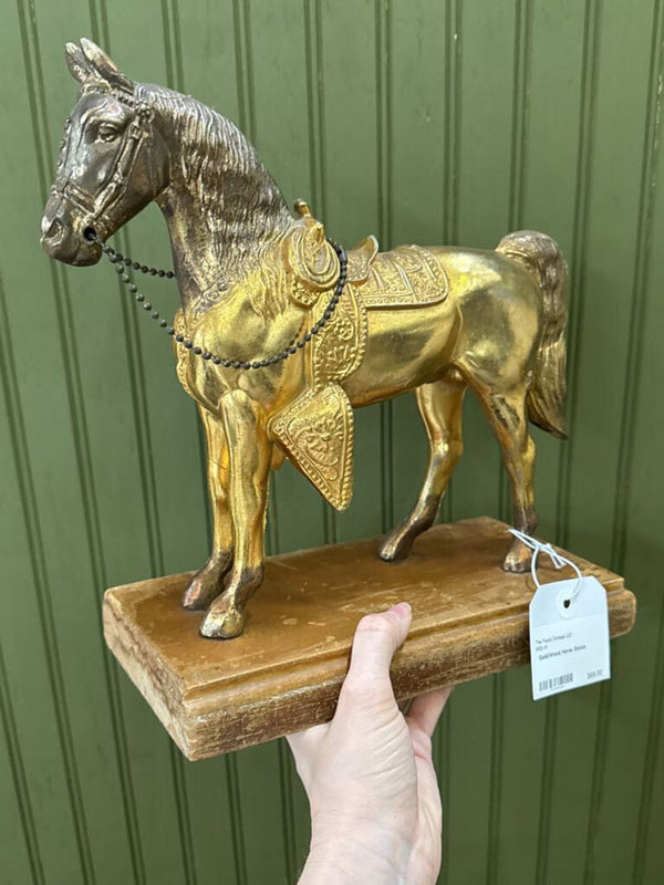 Gold/Wood Horse Statue