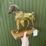 Gold/Wood Horse Statue