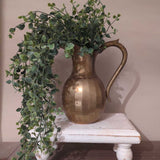 Vintage solid brass pitcher, 9"H, India