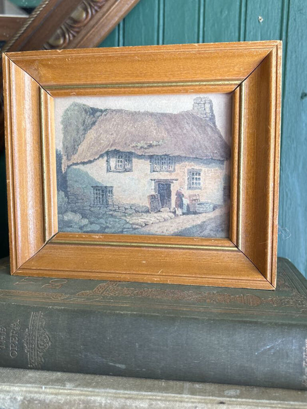 Old Cottage Print in Vintage Wood Frame