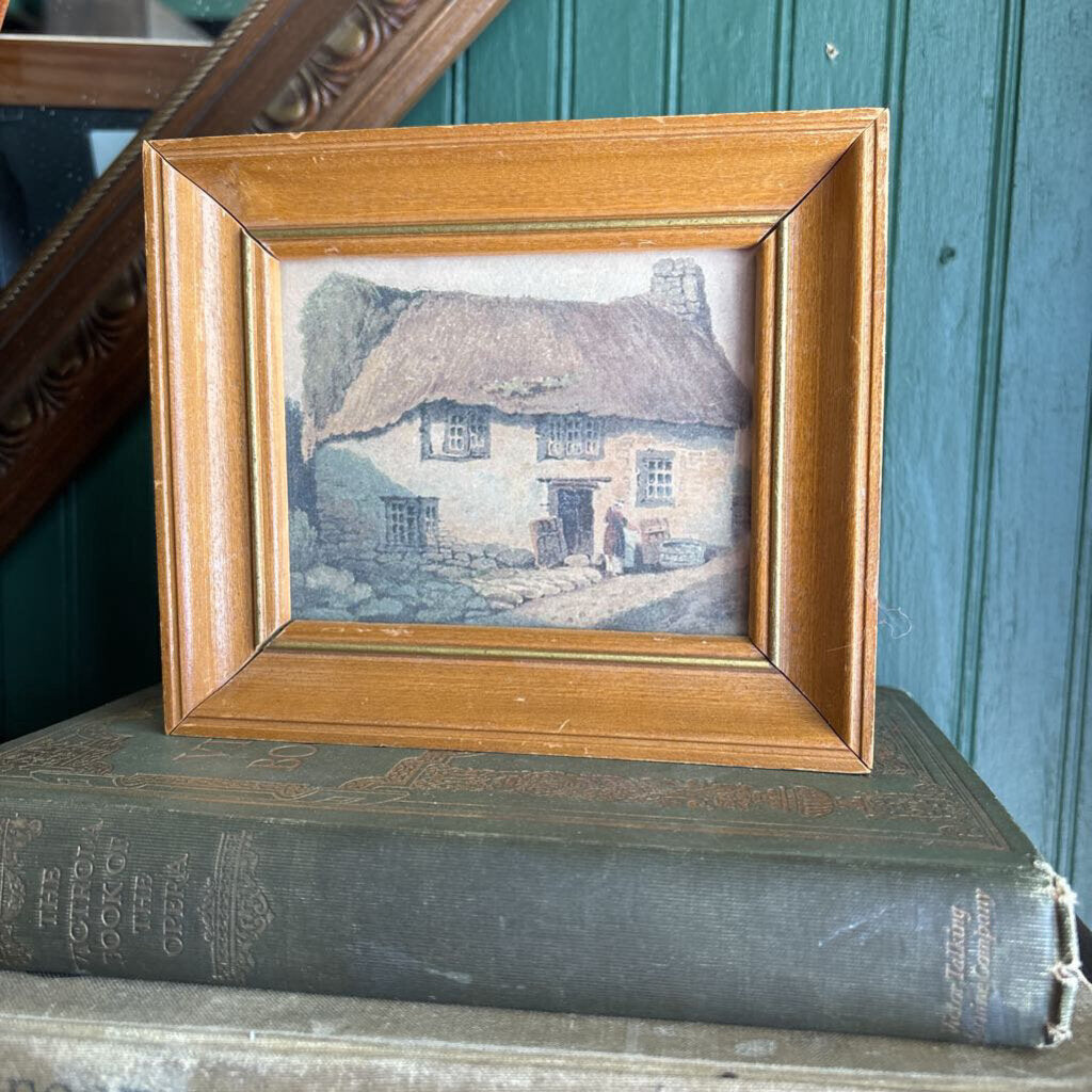 Old Cottage Print in Vintage Wood Frame
