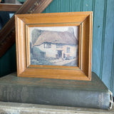Old Cottage Print in Vintage Wood Frame