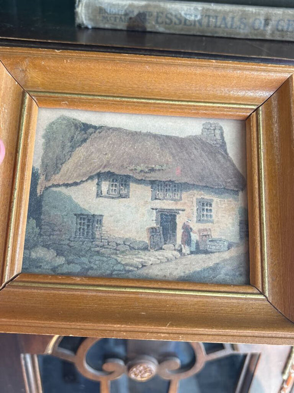 Old Cottage Print in Vintage Wood Frame