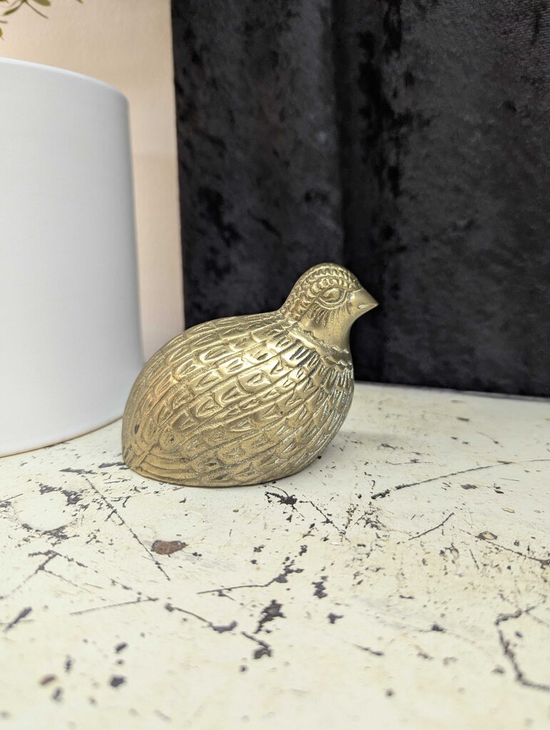 Vintage solid brass quail 2-1/2"H